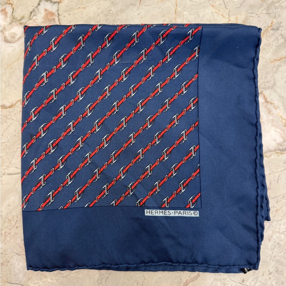 Hermes Paris Vintage Silk Pocket Square